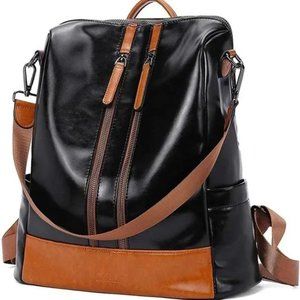 NEW Backpack PU Leather - Black Brown